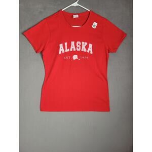 Retro Alaska State T-shirt For Women Round Neck Size Medium